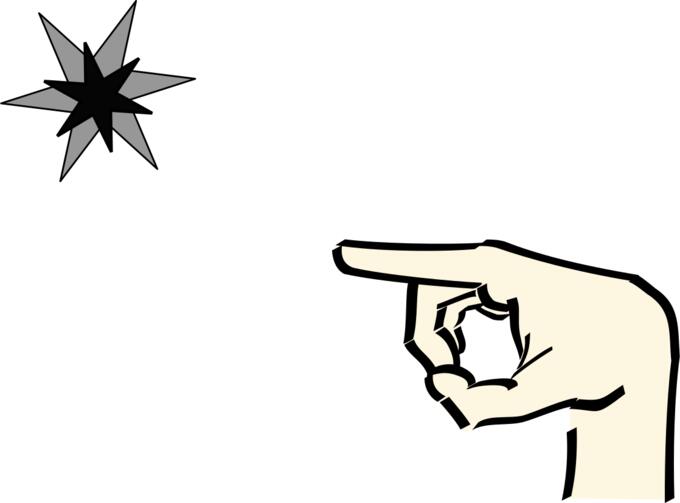 Finger pointing to color star