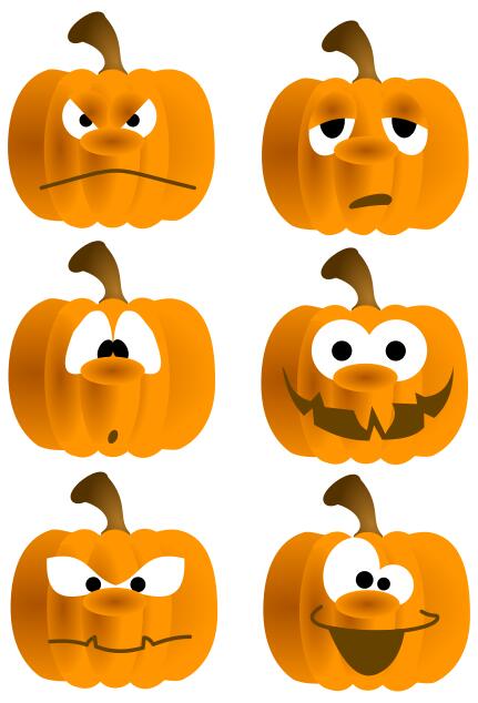 Six different pumpkin faces