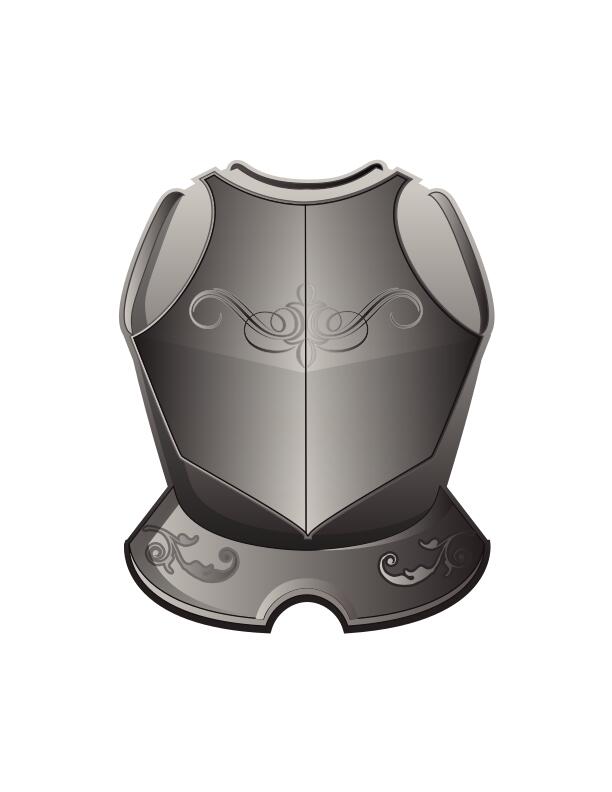 Vector graphics of armor breastplate in grayscale