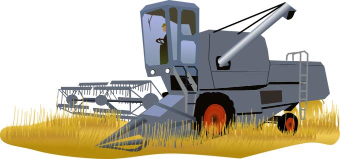 Image of combine harvester in color