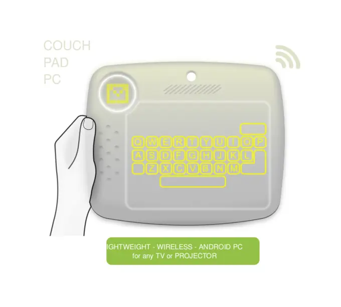 Drawing of ligthweight PC for use with TV