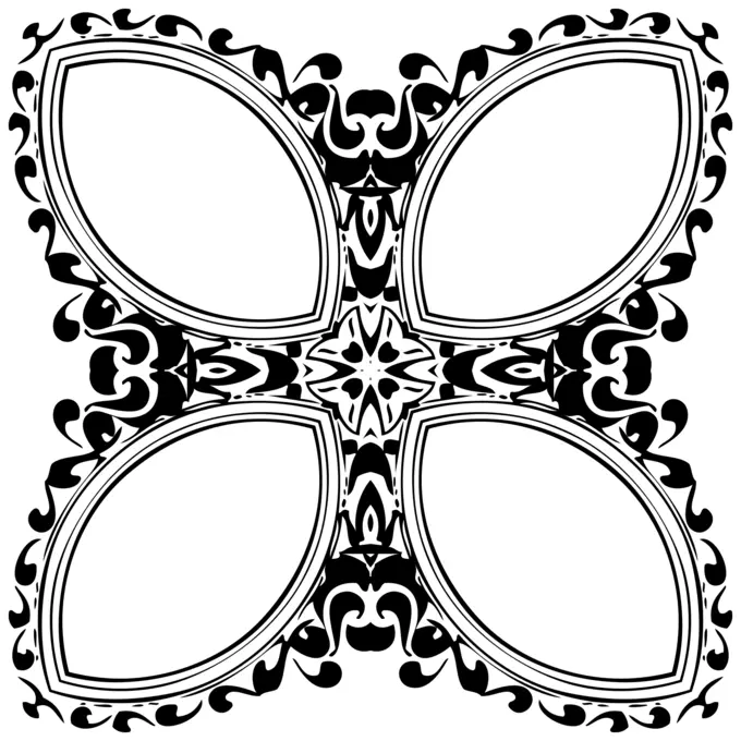 Clip art of vintage black and white floral design