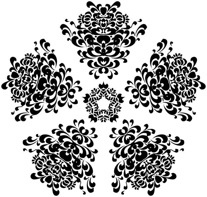 Vector image of five flourish petals