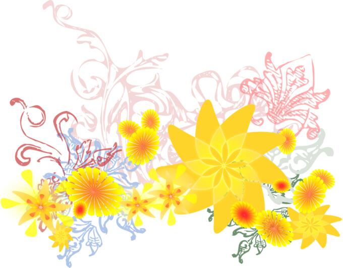 Colorful flowers vector clip art
