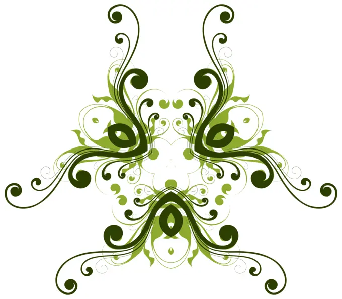 Triangular floral frame in shades of green drawing