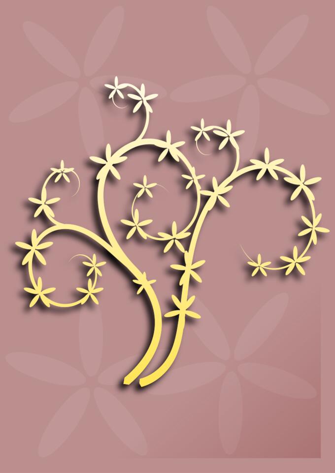 Vector image of decoration element with tree branch in color