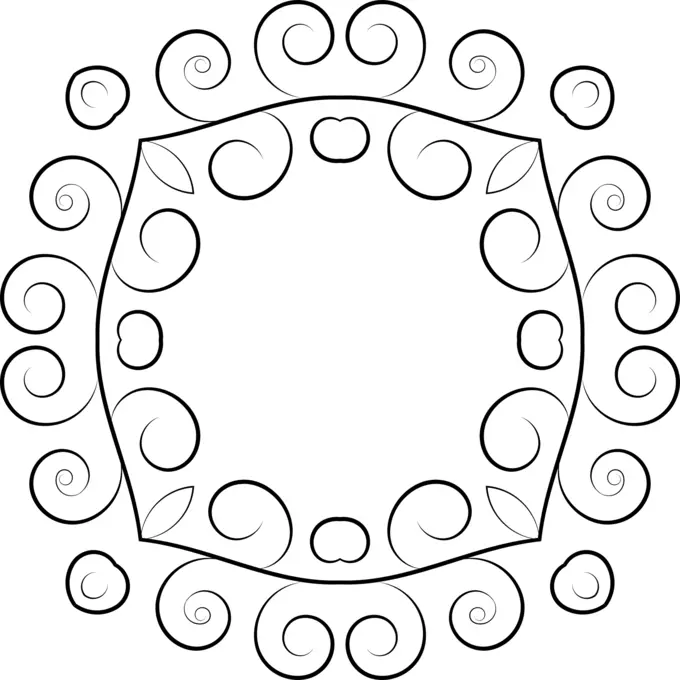 Vector drawing of flourish round frame