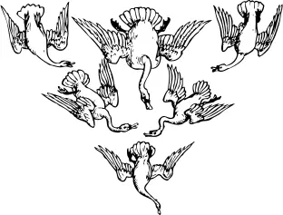 Graphics of six geese