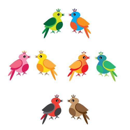 Vector illustration of colorful birds