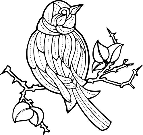Vector image of a bird with embroidery pattern