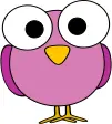 Purple large eyed bird illustration