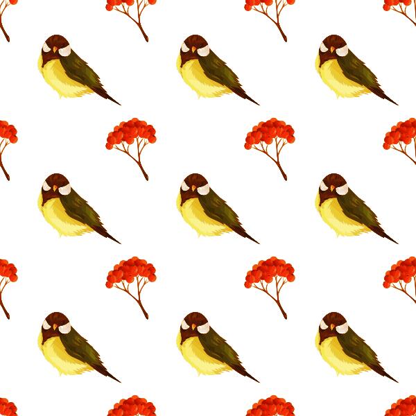 Bird and pome seamless pattern vector illustration