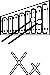 X is for Xylophone alphabet learning guide drawing