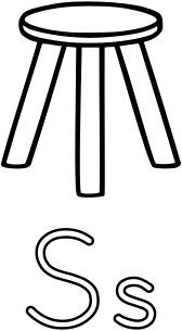 S is for Stool alphabet learning guide graphics