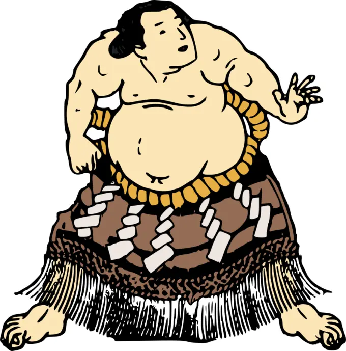 Image of sumo fighter in a skirt