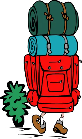 Vector illustration of a backpacker in color