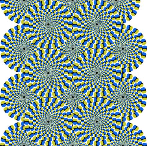 Moving colorful circles forming an optical illusion