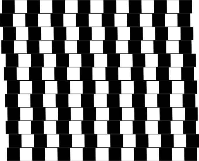 Straight lines of alternating black and white squares illustration
