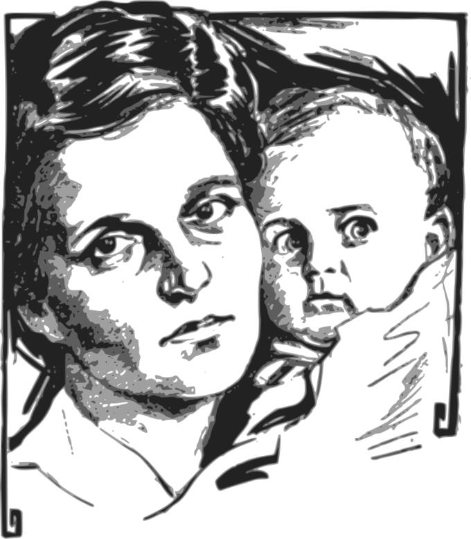 Mother and startled baby vector illustration