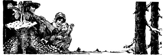 Drawing of pilgrim family on Thanksgiving