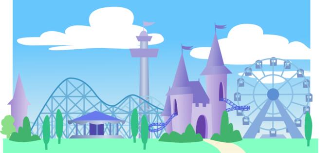 Theme park under a blue sky vector graphics