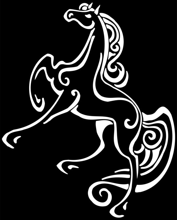 Jumping horse line art negative illustration