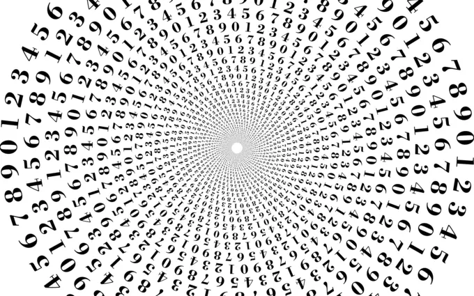 Numbers vortex in black and white vector image