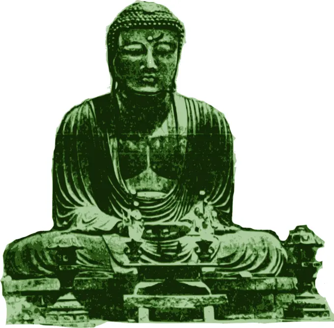 Big green Buddha vector drawing