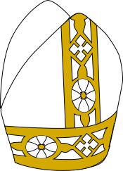 Pope hat in gold and white color illustration