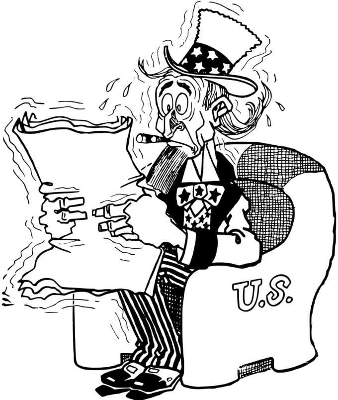 Nervous Uncle Sam vector drawing