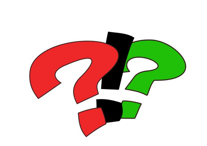 Vector graphics of red and green question and exclamation marks