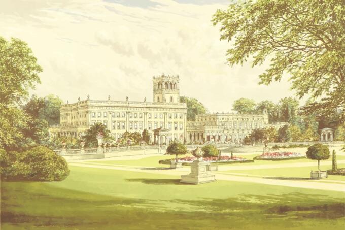 Trentham Hall vector illustration