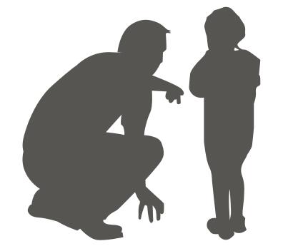 Vector drawing of a man talking to a child