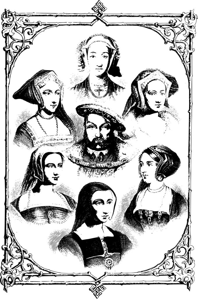 Henry VIII and wives vector illustration