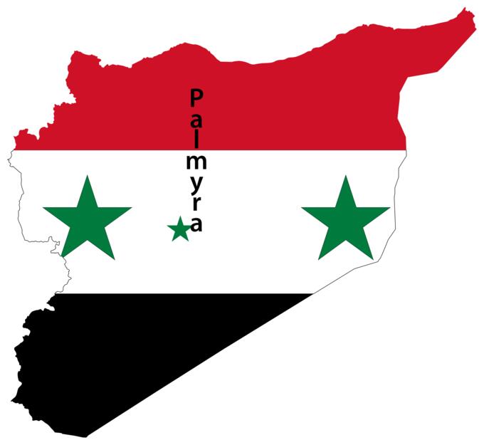 Syria map flag with Palmyra vector image