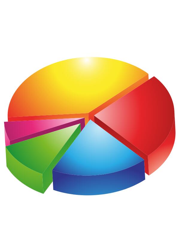 Vector image of 3D colorful pie chart exploded view