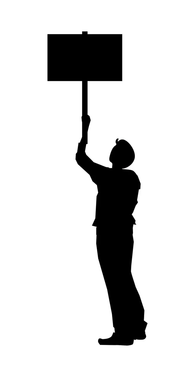 Vector drawing of protester holding a sign up