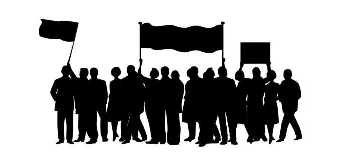 Vector clip art of small protest march