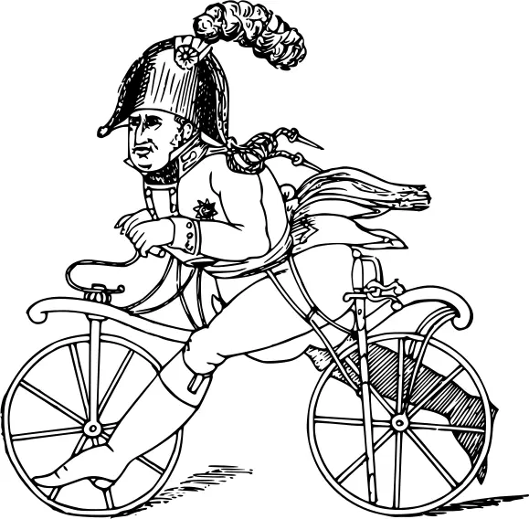 Vector image of soldier on a bike comic character