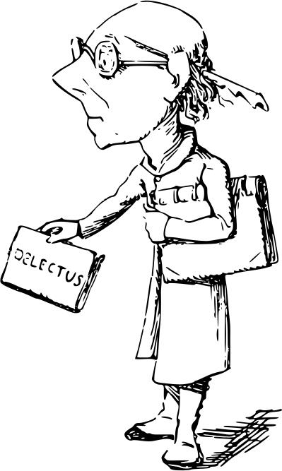 Vector image of old professor with a book
