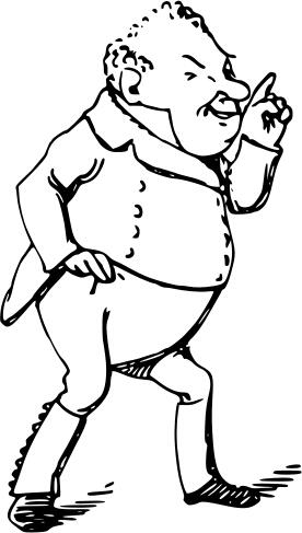 Graphics of fat man walking comic character