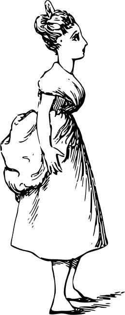 Lady in long dress caricature drawing