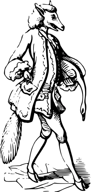 Vector image of fox lady carrying goose under arm