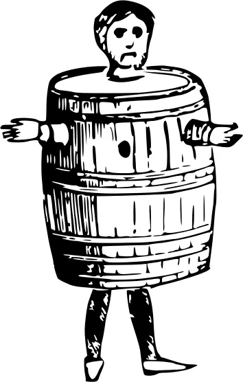Vector illustration of man in a barrel standing