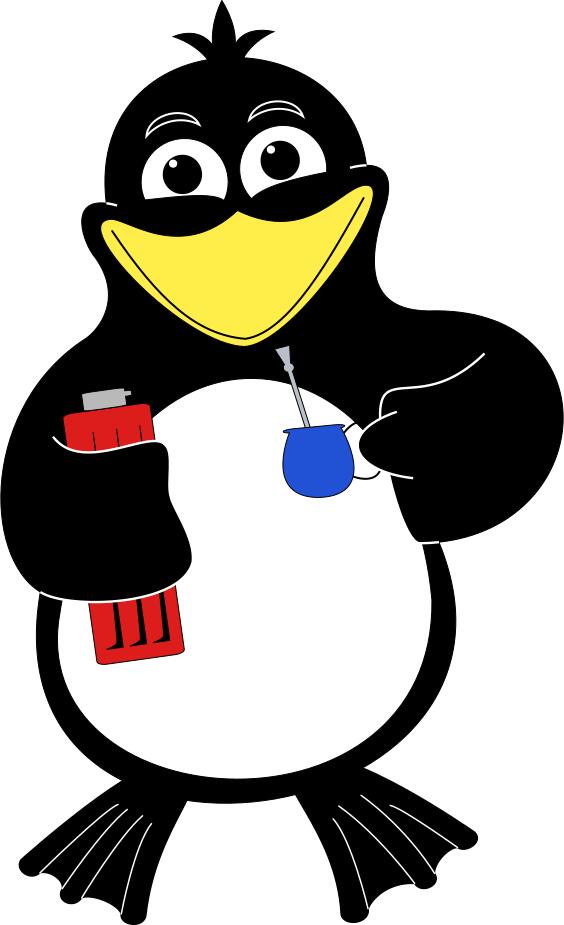 Vector clip art of penguin holding softdrink