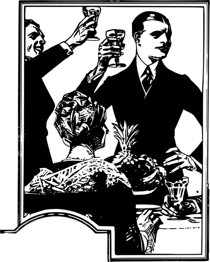 Vector image of men toasting