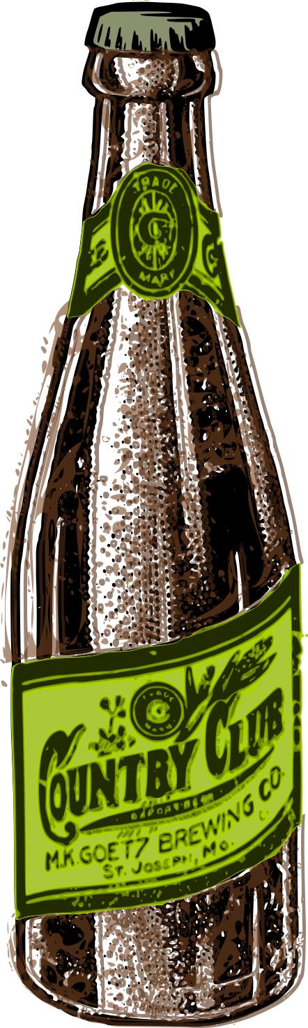 Vector illustration of brown and green beer bottle