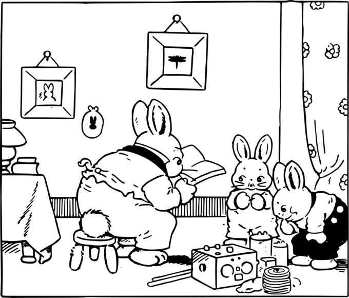 Rabbit family in the living room vector image