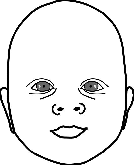 Baby head in black and white vector clip art