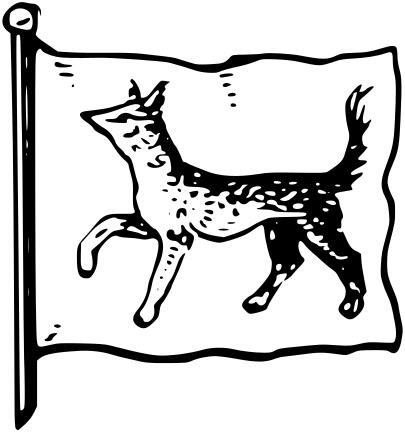 Ohkwaho with a wolf in black and white vector graphics